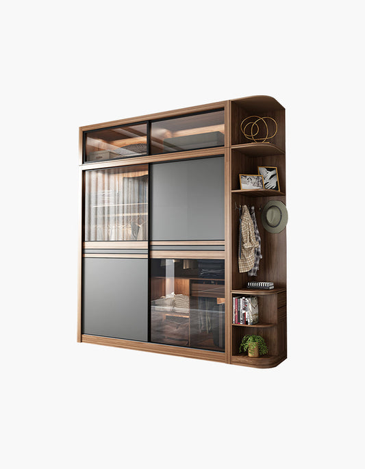 Ueda Double Sliding Door Wardrobe With Lights, Wood