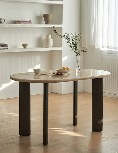 O'Malley Oval Dining Table, Travertin & Solid Wood