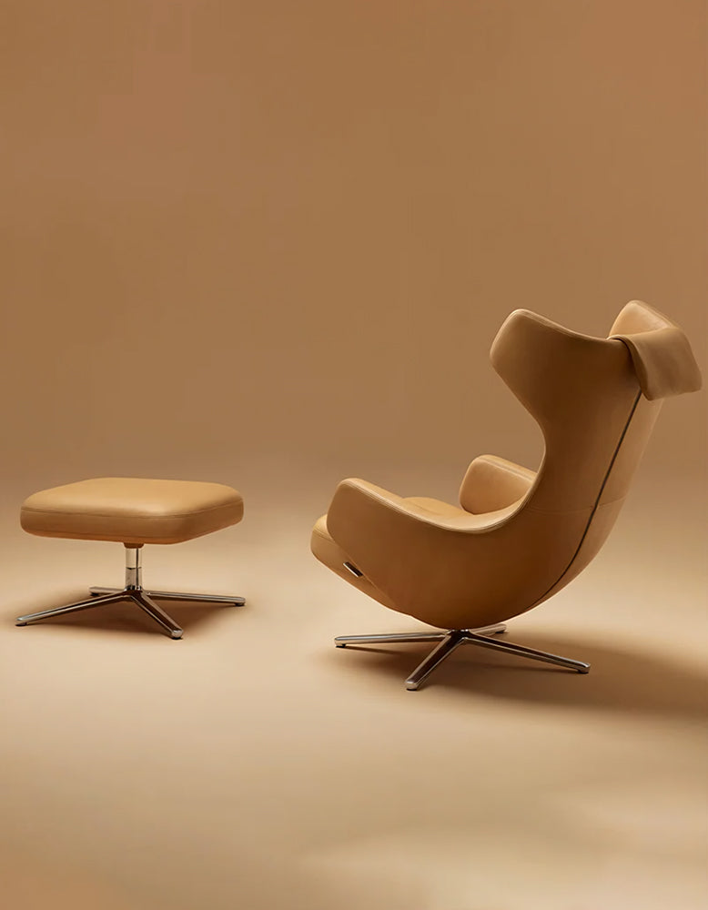 Ghoshal Egg Chair, Wingback Lounge Chair With Recliner & Footstool