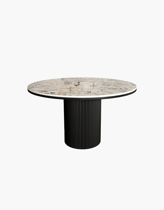 Jean Round Dining Table, White & Black