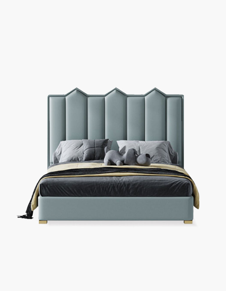 Baez King Size / Super King Size Bed, Leather/Velvet