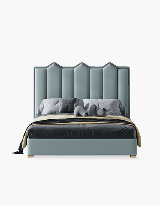Baez King Size / Super King Size Bed, Leather/Velvet