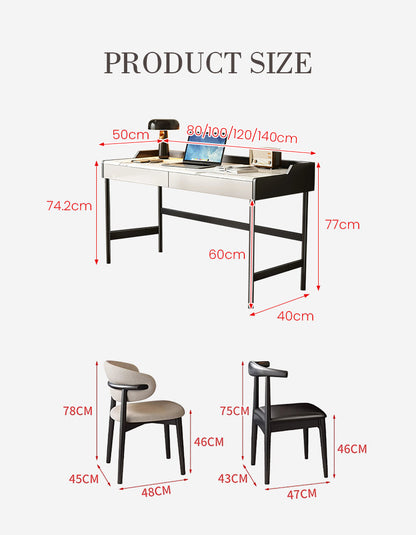 Zuriel Office Desk, White Sintered Stone