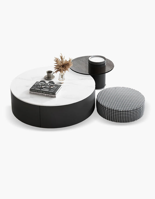 Mosaic Round Nesting Coffee Table Set With Seat Pad｜ DC Concept