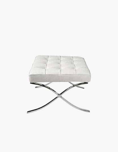 Barcelona Ottoman, Real Leather, White