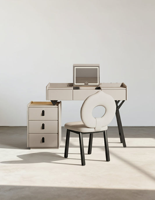 Pilar Dressing Table LED Mirror With Drawers, Cream-DC Concept-DC Concept