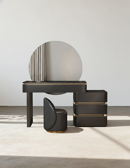 Martina Dressing Table With LED Mirror, Black Wood-DC Concept-DC Concept