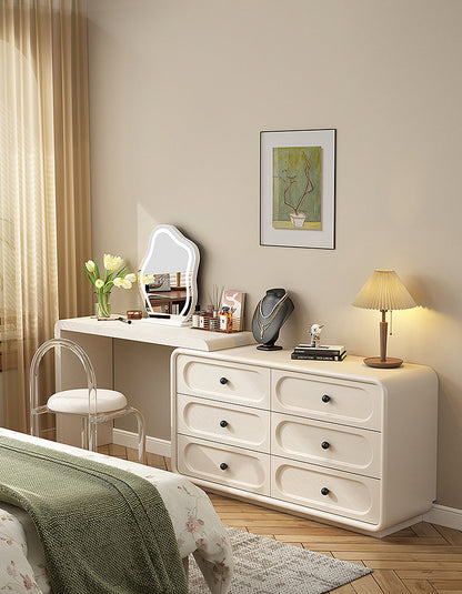 Murphy Corner Dressing Table With 6 Drawers and Chair, Cream