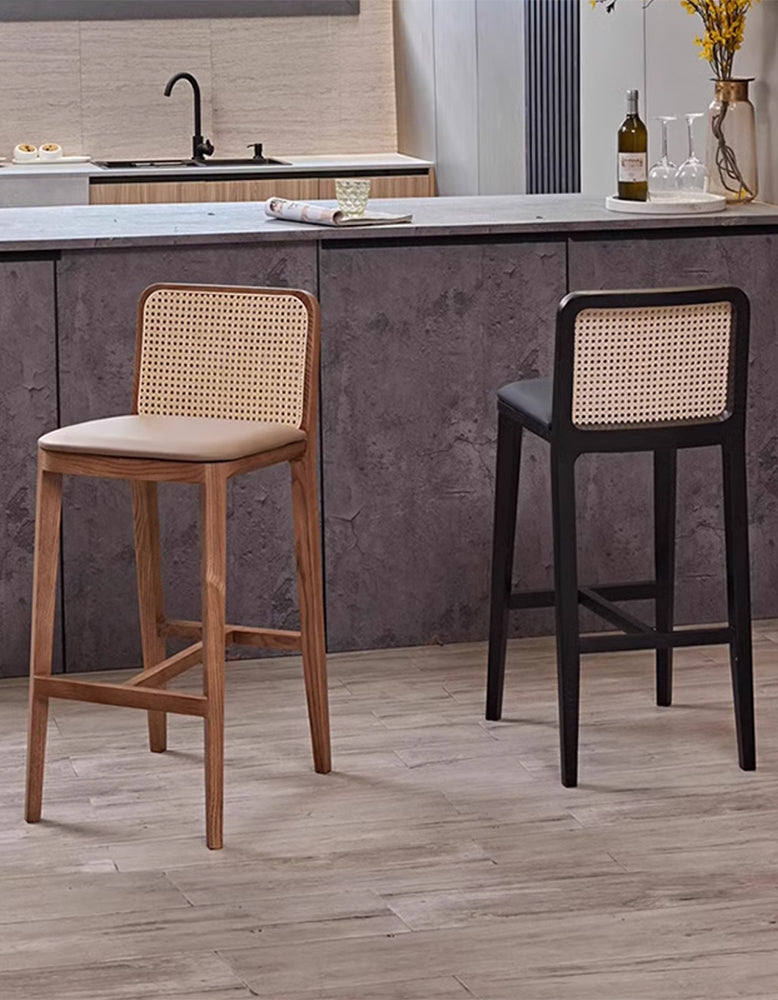 Ethan Rattan Barstool, Wood