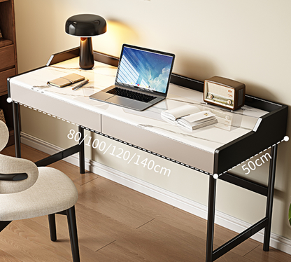 Zuriel Office Desk, White Sintered Stone