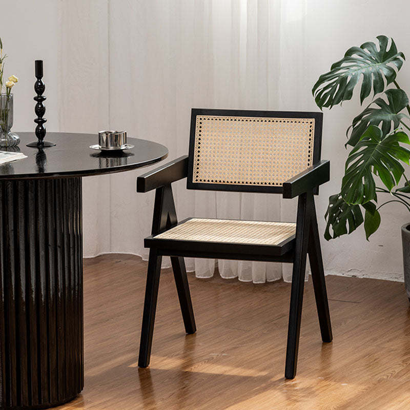 A Set Of Two Black Cane Rattan Dining Chair, Solid Woodï½?DC Concept