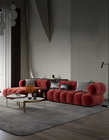 Anouk Modern Red Modular Sofa, Three/ Two Seater Sofa
