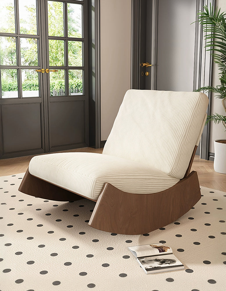 Valdez Rocking Lounge Chair, Corduroy & Wood