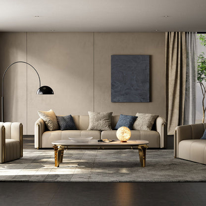 Home Contemporary Three Seater Sofa Set, Real Leather-DC Concept-DC Concept