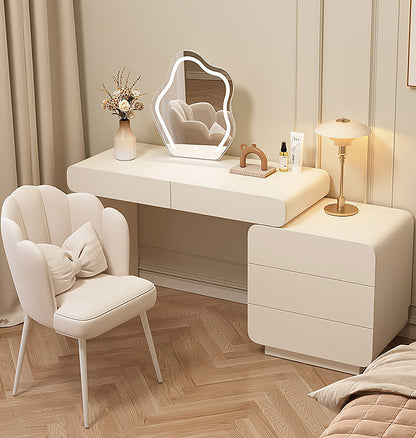 Ward Dressing Table With Side Cabinet & LED Mirror, Cream