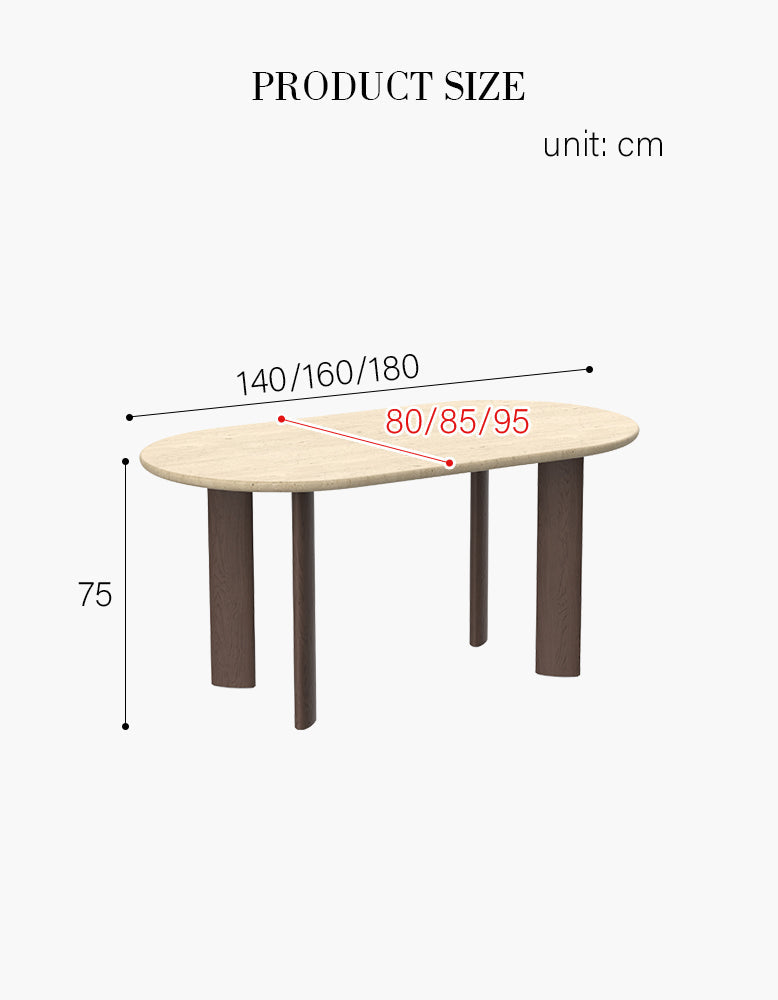 O'Malley Oval Dining Table, Travertin & Solid Wood