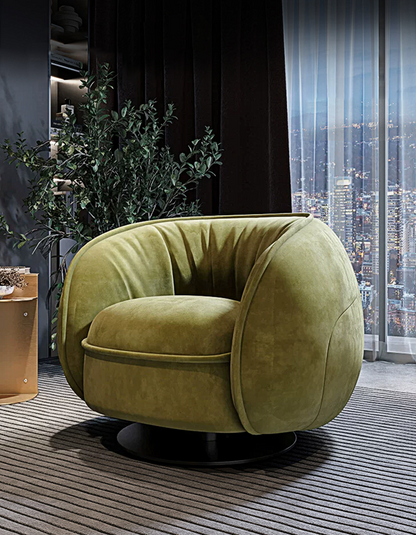 Elowen Swivel Lounge Chair, Green Vintage Armchair