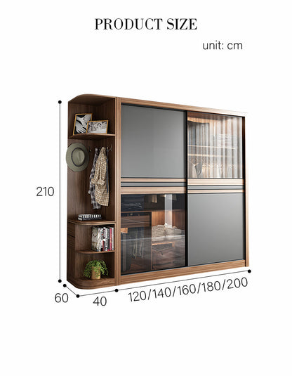 Ueda Double Sliding Door Wardrobe With Lights, Wood