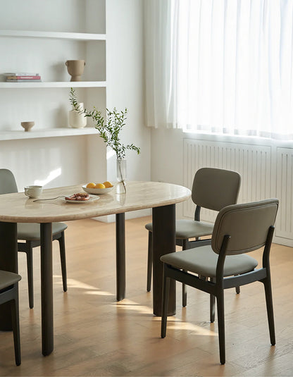 O'Malley Oval Dining Table, Travertin & Solid Wood