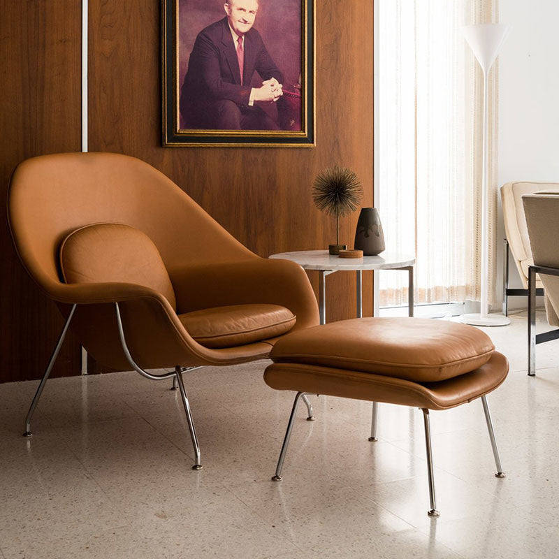 Womb Style Chair & Ottoman In Premium Velvet or Cashmere, Dark Blue｜ DC Concept