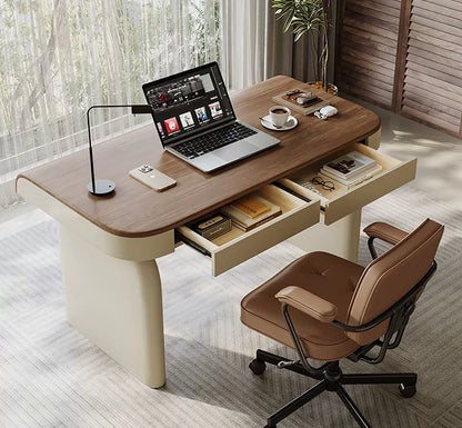 Baker Office Desk With Drawers, Solid Wood