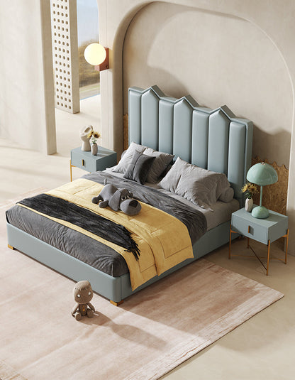 Baez King Size / Super King Size Bed, Leather/Velvet