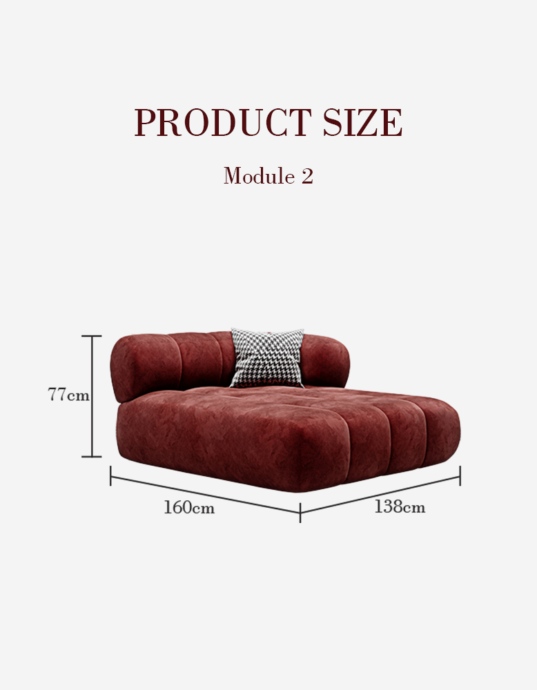 Anouk Modern Red Modular Sofa, Three/ Two Seater Sofa