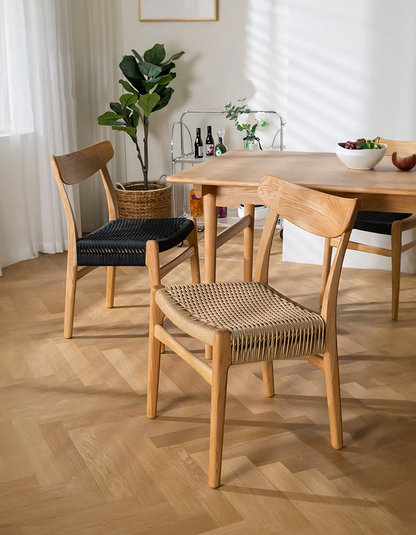 Classic Hans W CH01 Rattan Dining Chair, Light Oak