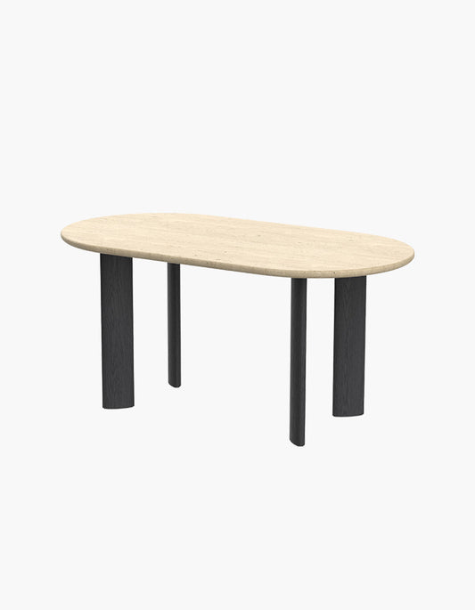 O'Malley Oval Dining Table, Travertin & Solid Wood