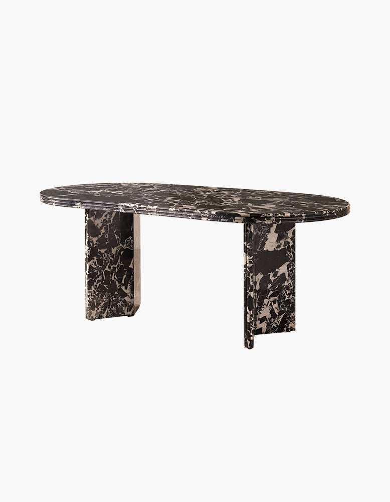 Rosaline Black Marble Dining Table, Oval