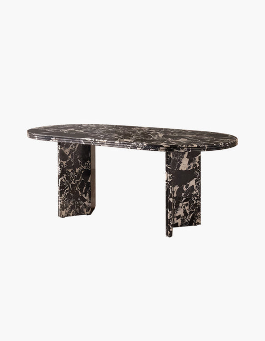 Rosaline Black Marble Dining Table, Oval