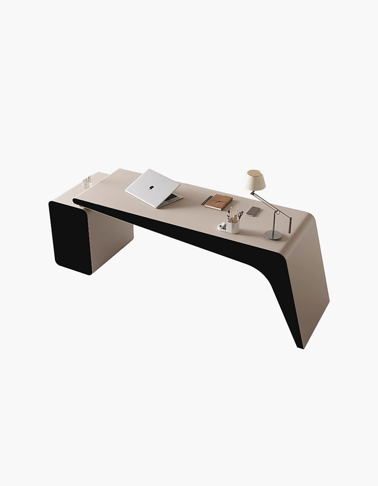 Hargrove Office Desk With Chest Of Drawers, Khaki & Black