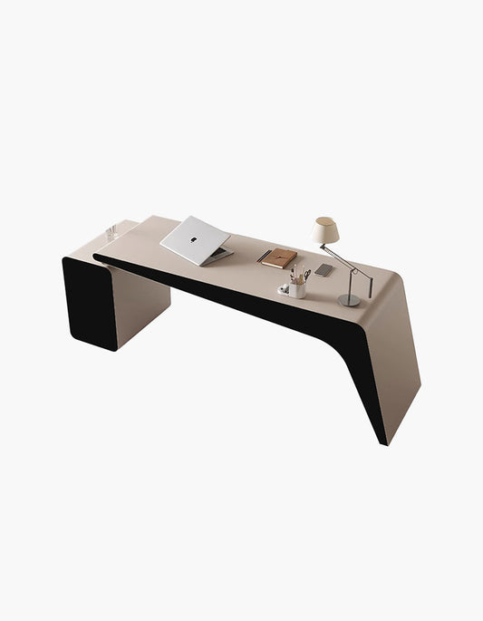 Hargrove Office Desk With Chest Of Drawers, Khaki & Black