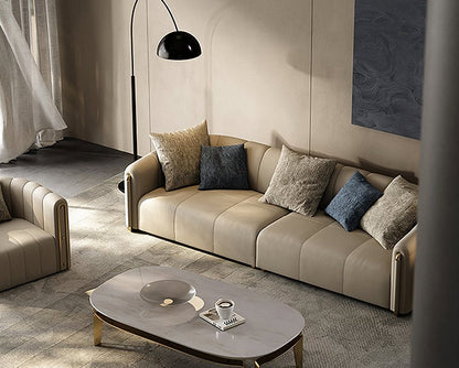 Home Contemporary Three Seater Sofa Set, Real Leather-DC Concept-DC Concept