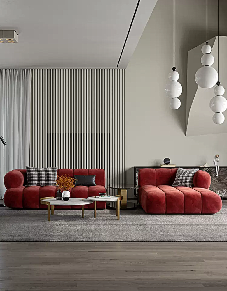 Anouk Modern Red Modular Sofa, Three/ Two Seater Sofa-DC Concept-DC Concept