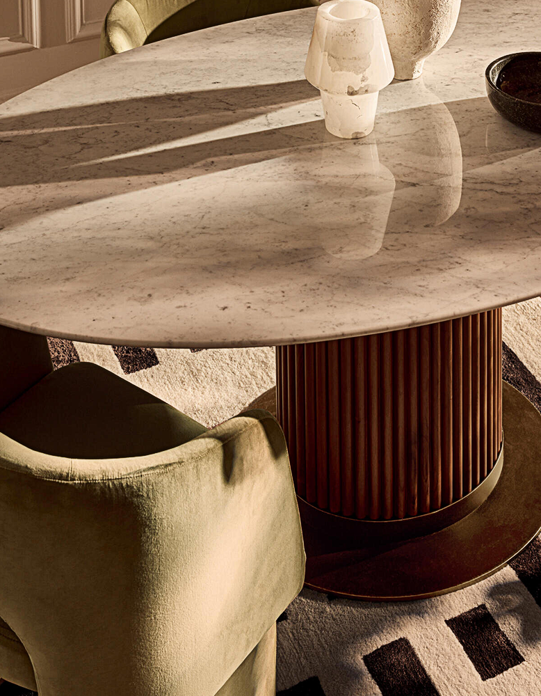 Murcell Oval Dining Table, Marble
