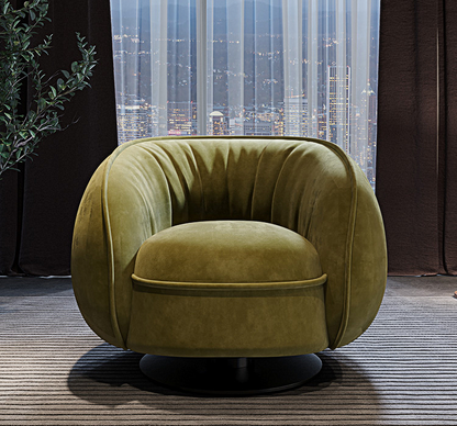 Elowen Swivel Lounge Chair, Green Vintage Armchair