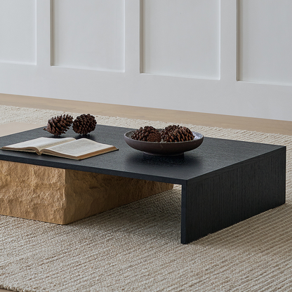 Fatima Extendable Pedestal Coffee Table, Glass & Wood