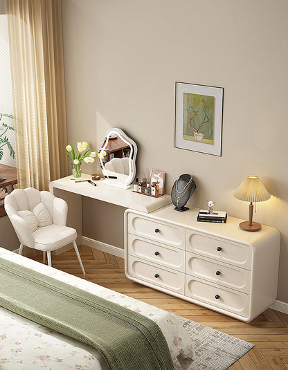 Murphy Corner Dressing Table With 6 Drawers and Chair, Cream