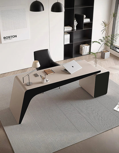 Hargrove Office Desk With Chest Of Drawers, Khaki & Black