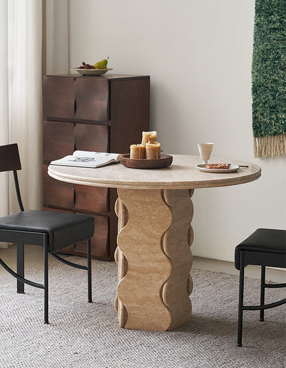 Quintero Dining Table Round, Marble Or Travertine
