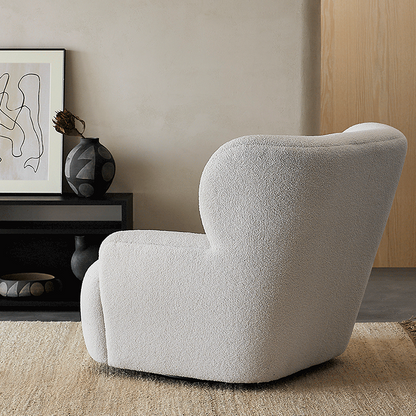 Carmen Armchair With Footstool, White Boucle