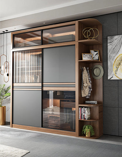 Ueda Double Sliding Door Wardrobe With Lights, Wood