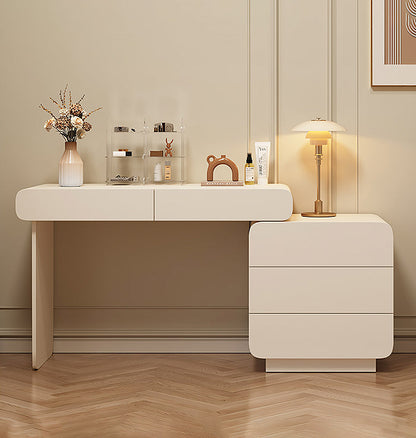 Ward Dressing Table With Side Cabinet & LED Mirror, Cream