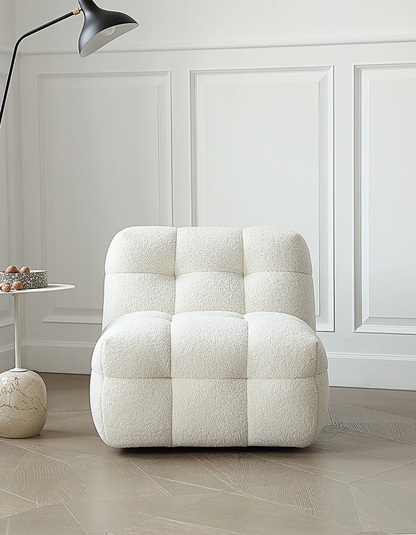 Aletheia Accent Armchair, Lounge Chair, White Boucle