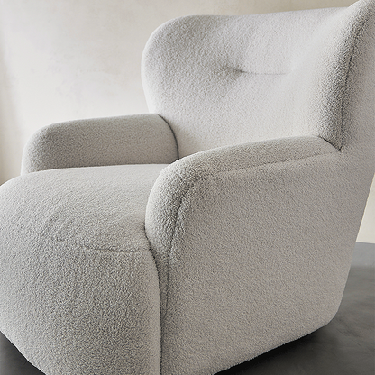 Carmen Armchair With Footstool, White Boucle