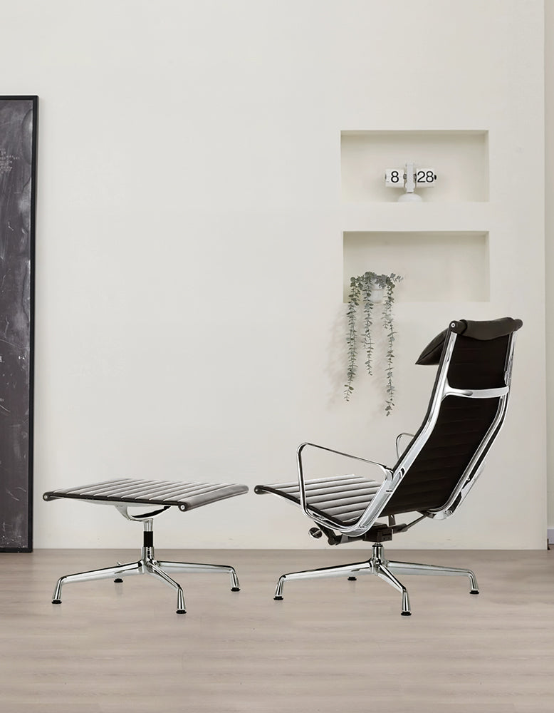Lemos Swivel Lounge Chair With Pillow & Footstool
