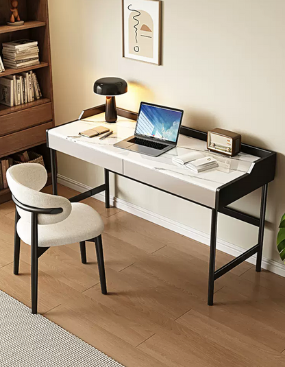 Zuriel Office Desk, White Sintered Stone