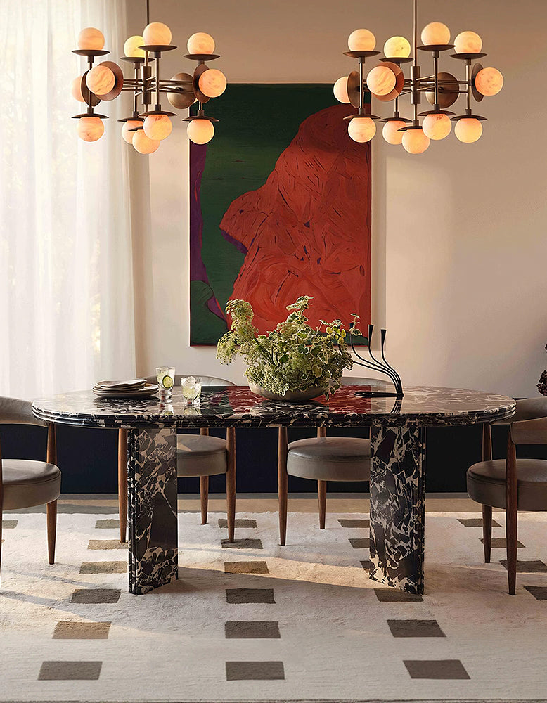 Rosaline Black Marble Dining Table, Oval