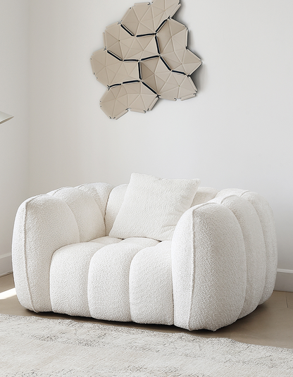 Pooky Pumpkin Single Armchair, White Boucle